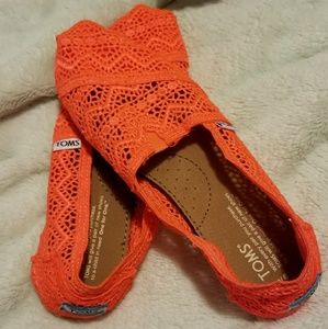 Neon/Coral Orange Crochet Toms